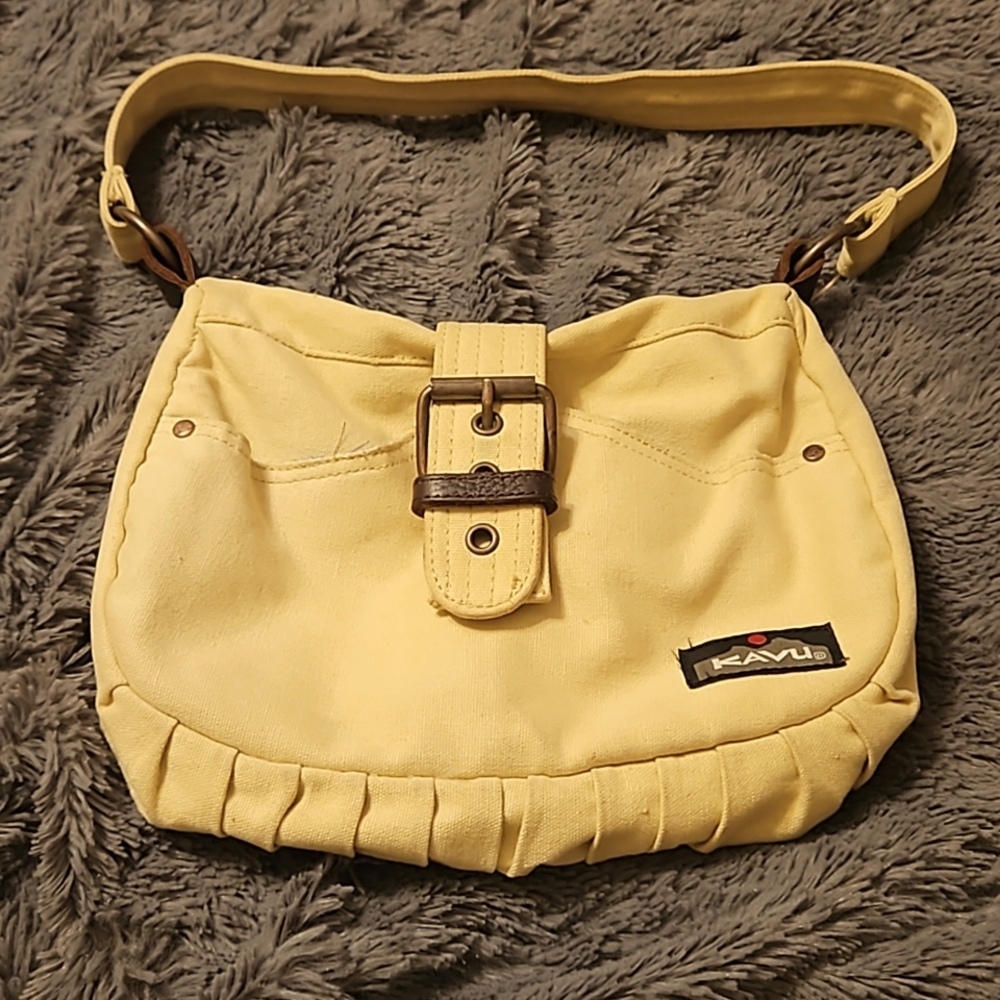 Kavu pale yellow canvas Oxford hobo style purse